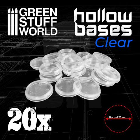Hollow Plastic Bases Transparent podstawki 25mm 20 szt.