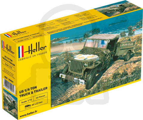 Heller 79997 Jeep Willis z przyczepą 1:72