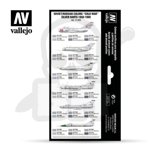 Vallejo 71610 Zestaw Model Air 8 farb Soviet / Russian colors Cold War Silver Darts 1950-1980
