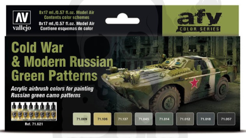 Vallejo 71621 Zestaw Model Air 8 farb Cold War & Modern Russian Green Patterns