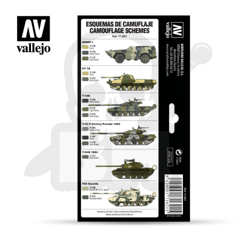 Vallejo 71621 Zestaw Model Air 8 farb Cold War & Modern Russian Green Patterns
