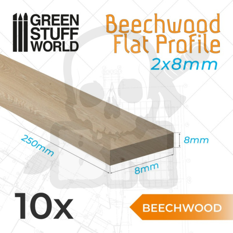 Beechwood flat profile - 8x250mm