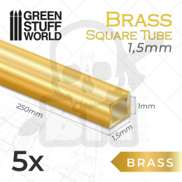 Square Brass Tube 1,5mm Pack x5