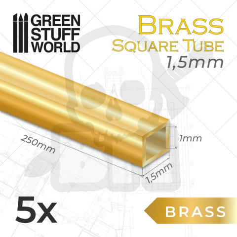 Square Brass tube 1,5mm rurki mosiężne kwadratowe 5 szt.