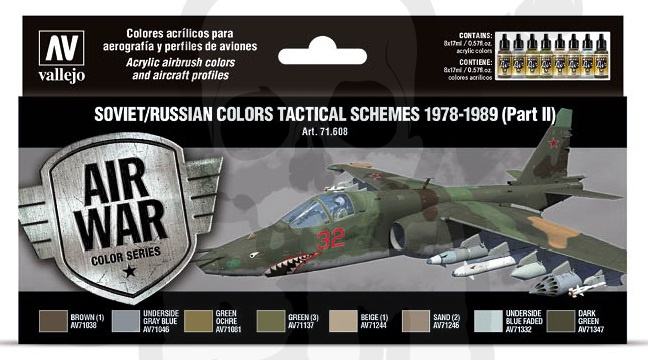 Vallejo 71608 Zestaw Model Air 8 farb Soviet / Russian colors Tactical Schemes 1978-1989 (Part II)