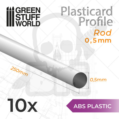 ABS Plasticard - Profile ROD 0'5mm 10 szt.