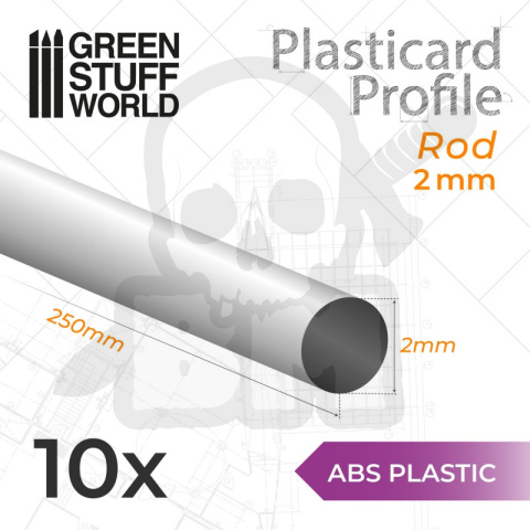 ABS Plasticard - Profile ROD 2mm 10 szt.