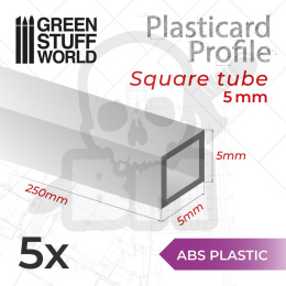 ABS Plasticard - profile SQUARED TUBE 5mm x5