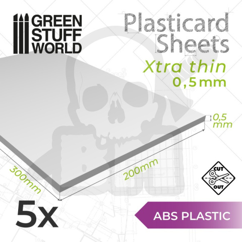 ABS Plasticard - arkusze 0,5mm A4 5 szt.