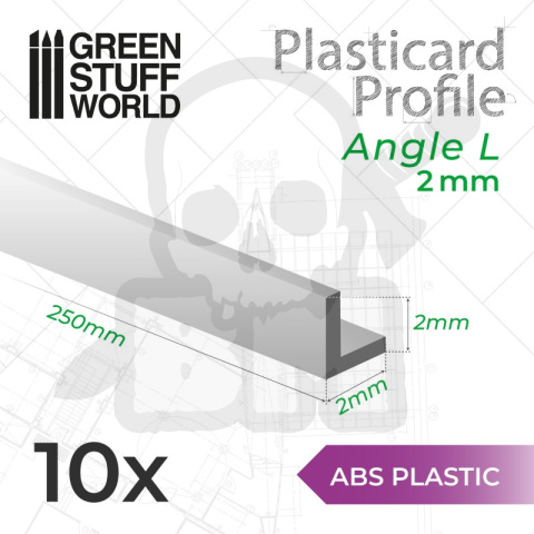 ABS Plasticard - profile ANGLE-L 2mm 10 szt.