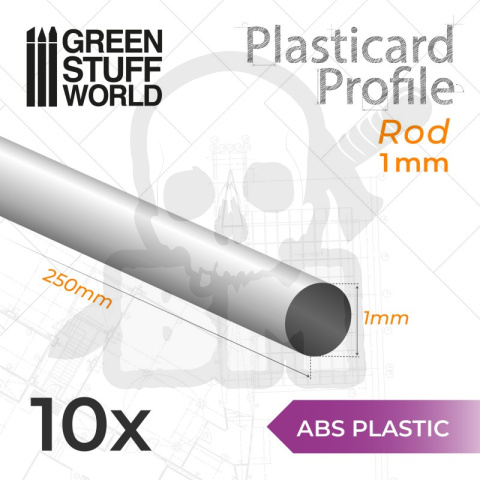 ABS Plasticard - profile ROD 1mm 10 szt.