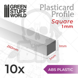 ABS Plasticard - Profile SQUARED ROD 1mm x10