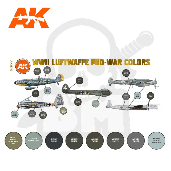 AK Interactive AK11717 WWII Luftwaffe Mid-War Colors Set 3G