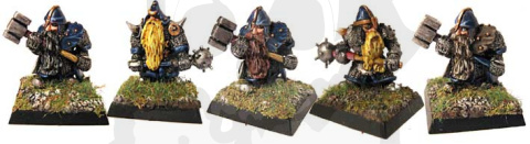 Dwarf with mace and war hammer - 5 szt. Dwarf Krasnolud