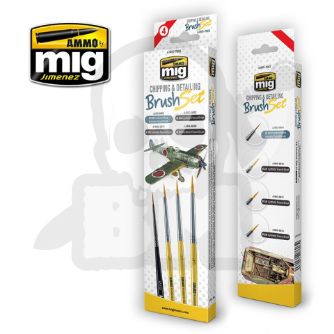 Ammo Mig 7603 Zestaw pędzli Chipping & Detailing Brush Set