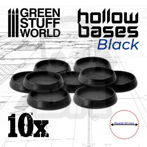 Hollow Plastic Bases Black podstawki czarne okrągłe 40mm