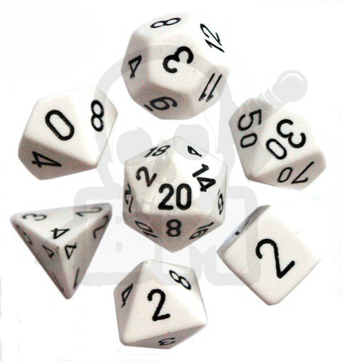 Kości RPG matowe białe zestaw 7 szt.
