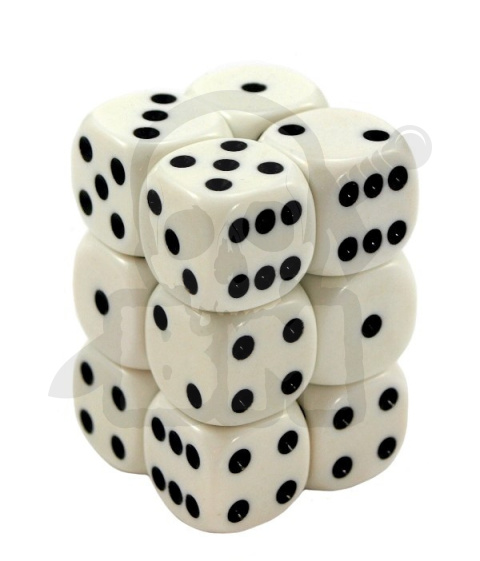 Kostki białe K6 16mm 12szt. kości spot