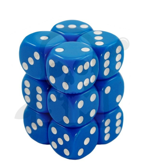 Kostki niebieskie K6 16mm 12szt. kości spot