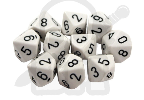 Kostki białe RPG K10 10szt. kości kostka