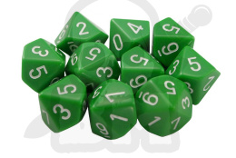 Kostki zielone RPG K10 10szt. kości kostka