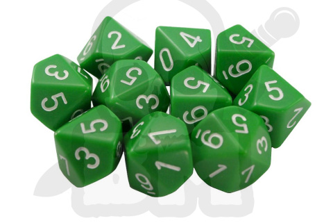 Kostki zielone RPG K10 10szt. kości kostka