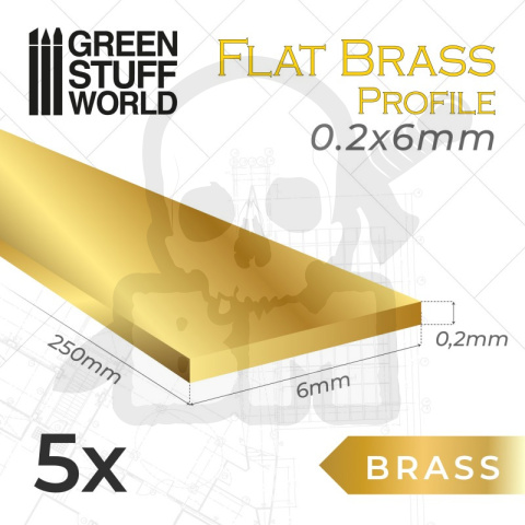Płaski profil z mosiądzu 0.2 x 6mm 5 szt.