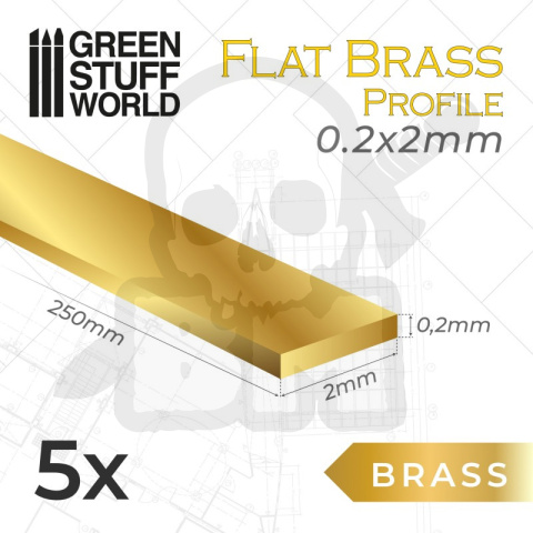 Płaski profil z mosiądzu 0.2 x 2mm 5 szt.