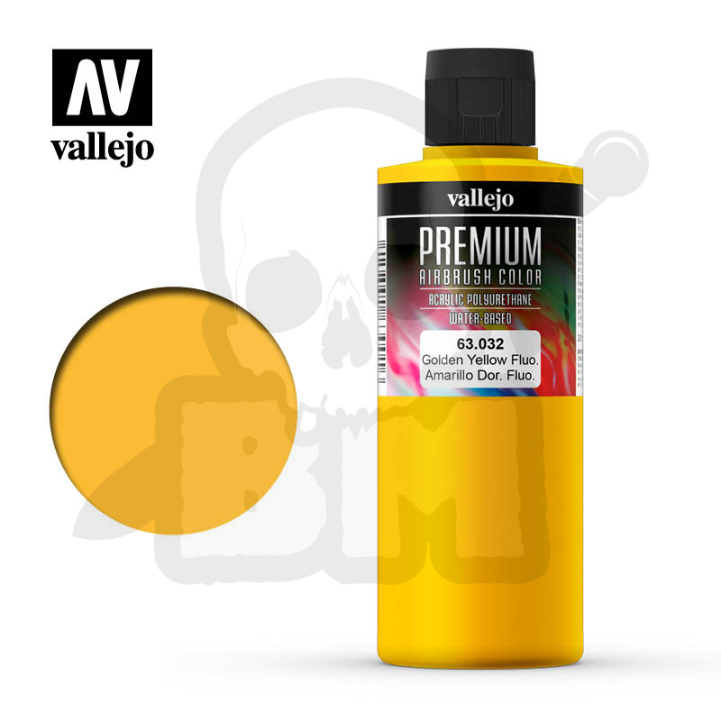 Vallejo 63032 Premium Airbrush Color 200ml Golden Yellow Fluorescent