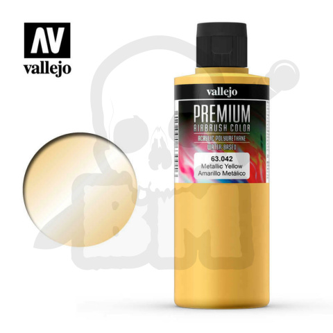 Vallejo 63042 Premium Airbrush Color 200ml Yellow Metallic