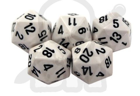 Kostki białe RPG K20 5szt. kości kostka