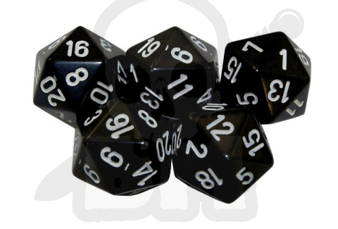 Kostki czarne RPG K20 5szt. kości kostka