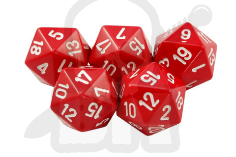 Kostki czerwone RPG K20 5szt. kości kostka