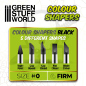 Pędzle silikonowe - Color Shapers BLACK Size 0 - 5 szt.