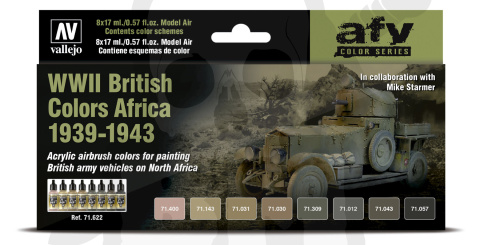 Vallejo 71622 Zestaw Model Air 8 farb - WWII British Colors Africa 1939-1943