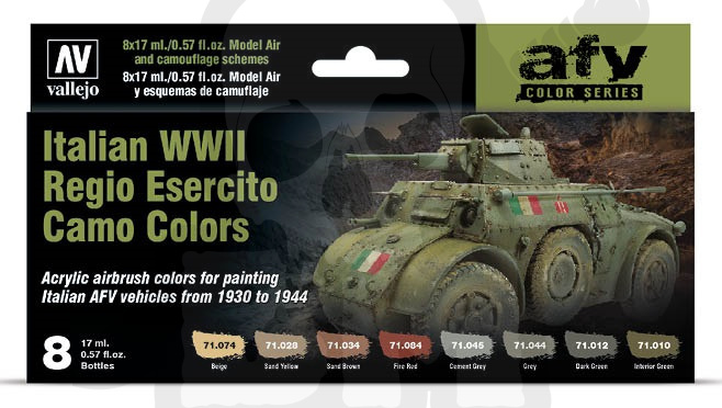 Vallejo 71645 Zestaw Model Air 8 farb - Italian WWII Regio Esercito Camo Colors