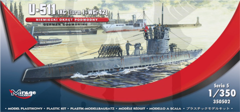 1:350 Niemiecki okręt podwodny U-511 - IX C (turm I + WGr42)