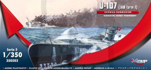 1:350 Niemiecki okręt podwodny U-BOOT U-107 (IXB turm I)