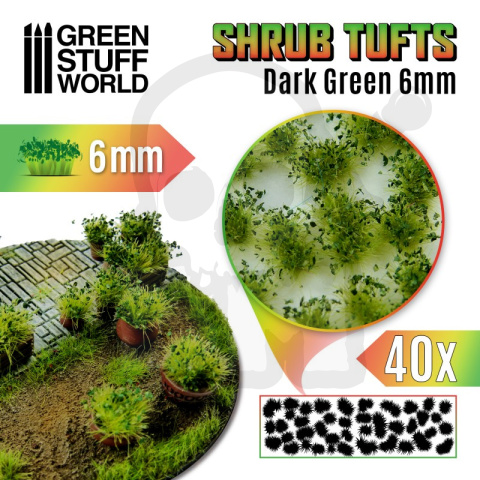 Shrubs Tufts - 6mm self-adhesive Dark Green - ciemnozielone kępki roślin