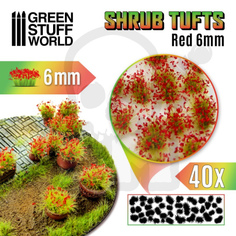 Shrubs Tufts - 6mm self-adhesive Red Flowers - kępki roślin czerwone kwiaty